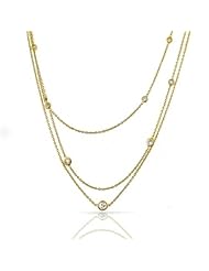 Bling Jewelry CZ by the Inch Sterling Silver Gold Vermeil Necklace