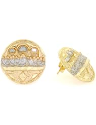14K Solid Yellow Gold Last Supper Jesus Round Earring
