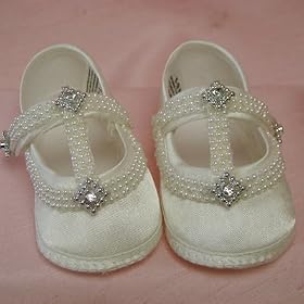 Christening Shoes Gorgeous White Pearl & Diamante 2 (6-12 MONTHS)