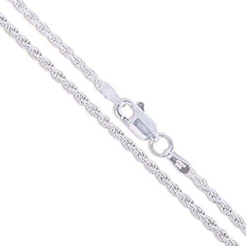 Sterling Silver Diamond-Cut Rope Chain 1.7mm Solid 925 Italy New Necklace