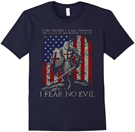 Men's EVEN THOUGH I WALK THROUGH I FEAR NO EVIL veteran shirt 2XL Navy