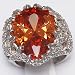 925 Sterling Silver Ring with inlaid Orange CZ - Size 5-10