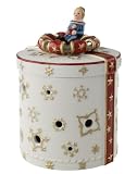Villeroy & Boch Christmas Toys 4-Inch Small Round Gift Box-Decolight, White with Red Ribbon