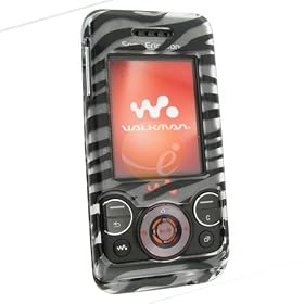 Eforcity Hard Plastic Clip-On Case for Sony Ericsson W580 / W580c / W580i, Clear Zebra