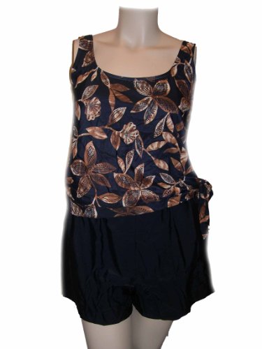 Womens Plus Size Tankini - Tie Side - Shortini Swim Shorts Swimsuit - Swimwear - Multiple Prints - Size 18-24 product image