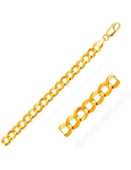 7.0mm 14K Yellow Gold Solid Curb Bracelet