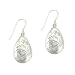 Sterling Silver .925 D cut Flower Design Puffed Teardrop Dangle Earrings