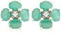 14k Yellow Gold Emerald Flower Earrings w/ Diamond Accent