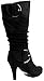 Top Moda Women's Page-30 Suede Almond Toe High Heel Boots with Buckle Straps