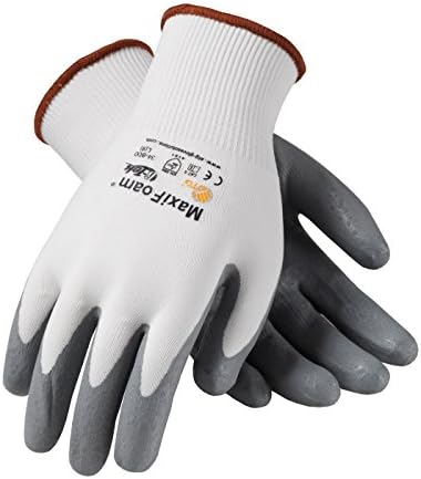 PIP X-Large MaxiFoam By ATG Gray Nitrile Palm And Finger Coated Work Gloves With Nylon Liner And Continuous Knit Wrist