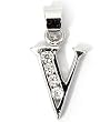 Silver Block Initial Pendant with Cubic Zirconia, Size: 12mm