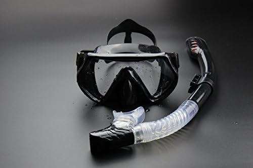 Mask and Snorkel Set, OBOSOE Anti-Fog Scuba Diving Mask for Adults, Kids -Black