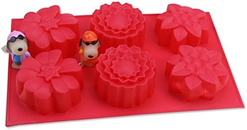 Pin Te Xin Cartoon Silicone Mold Muffin Cake Cookie Chocolate Jelly Candy Baking Mould (Flowers)