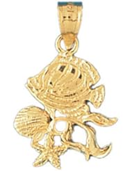Dazzlers Solid 14 karats Gold Angelfish Goldfish Charm Pendant available in three colors from jewelsberry (weights: 1.6 grams only)