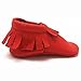 Sayoyo Baby Red Tassels Soft Sole Leather Infant Toddler Prewalker Shoes (6-12 months, Red)