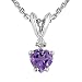10K White Gold .02 ctw Diamond and Amethyst Heart Pendant