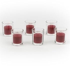 Set of 144 Votive Holders and 144 Votive Candles, Red Apple Cinnamon by Quick Candles