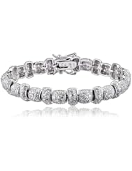 Cubic Zirconia and Sterling Silver Pave Dome Bracelet
