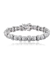 Cubic Zirconia And Sterling Silver Pave Dome Bracelet