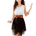 Allegra K Lady Black Irregular Hemlines Lining Tank Short Pullover Dress S