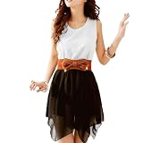 Allegra K Lady Black Irregular Hemlines Lining Tank Short Pullover Dress S