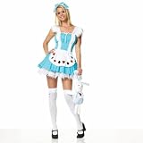 Alice Wonder Place Dress Costume With Dress Headband and Stockings (Women's Adult Medium 8-11)
