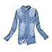 Urparcel Women Blue Denim Shirt Vintage Button Top Down Shirt Long Sleeve Blouse