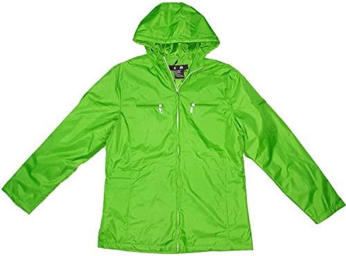 Apparel No. 5 Women's 3/4 Length Hooded Zip Up Rain Jacket,X-Large,Neon Green