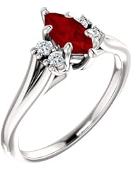 Platinum 8.00x4.00mm Marquise Cut Ruby and Diamond Ring -- LIFETIME WARRANTY