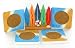 Surf Room Surfboard Surfer Coaster Set with Holder