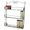 3-Tier Metal Spice Rack - Scroll - Satin Nickel (Satin Nickel) (15.25" H x 12.5" W x 2.75" D)