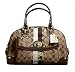 Coach Heritage Stripe Domed XL Satchel Bag Purse 13198 Khaki Mahogany