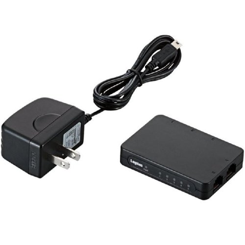 安いLogitec 10/100Mbps スイッチングHUB 5ポート 電源外付 超小型 プラスチックケース(ブラック) LAN-SW05/PSB