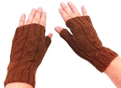 Hand-knitted Featherweight Collection - Pure Alpaca Natural Fiber Gloves - Honest Chocolate (100% Knitted By Hand)