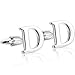 MOWOM Silver Tone 2PCS Rhodium Plated Cufflinks Initial Letter Capital Alphabet D Shirt Wedding