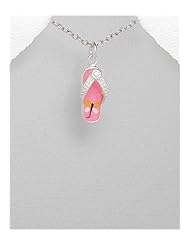 Flip Flop Colored Enamel Pendant Necklace In 92.5 Sterling Silver