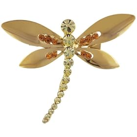 Golden Tone Butterfly Rhinestone Pugster Brooch by Pugster
