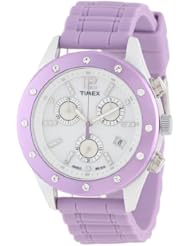 Timex Womens T2N8329J Originals Sport Chronograph Crystal Accents Purple Strap Watch