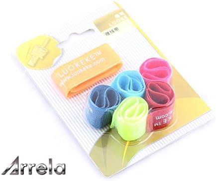 Arrela® Colorful Reusable Self Attaching Velcro Cable Tie - 6 per Pack, 6 colors