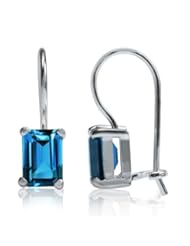 2.44ct. Natural London Blue Topaz 925 Sterling Silver Hook Closure Earrings