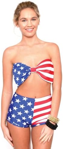MARIALIA Mens Stars and Stripes Bandeau and Swimmies Set Small