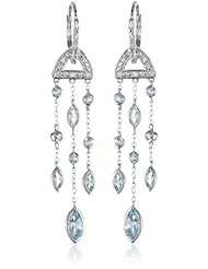 Sterling Silver Gemstone and Diamond Leverback Chandelier Earrings (0.14 cttw, G-H Color, I2-I3 Clarity)