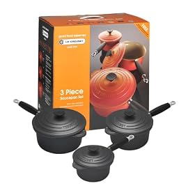 Le Creuset Cast Iron Saucepan Set, Granite, 3 Piece