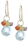 14k Yellow Gold Blue Topaz Briolette Drop and Multi-Gemstone Beaded Earrings