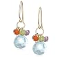 14k Yellow Gold Blue Topaz Briolette Drop and Multi-Gemstone Beaded Earrings