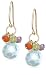 Jewelry : 14k Yellow Gold Blue Topaz Briolette Drop and Multi-Gemstone Beaded Earrings