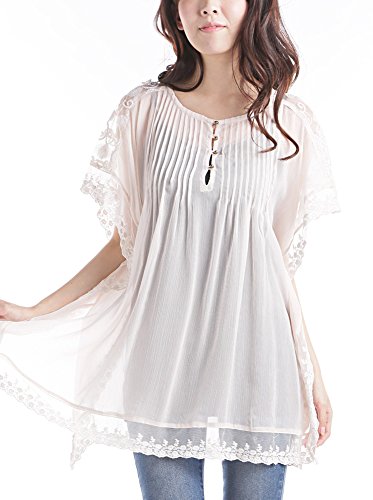 (ディーループ)D-LOOP ふんわり レースガーゼ チュニック ワンピース 半袖 レース レディースミニワンピ 春 夏 106304