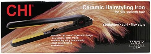 CHI Original Flat Iron Hair Straightener Ceramic Hairstyling Iron - 1 Inch, Black