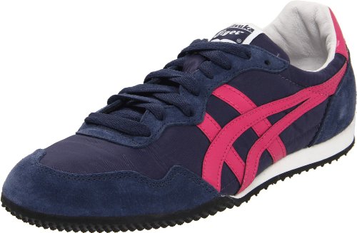 Onitsuka Tiger Women's Serrano Lace-Up Fashion Sneaker,Navy/Pink,7 M US Women's