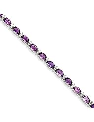 Sterling Silver Amethyst & White Topaz Bracelet, Best Quality Free Gift Box Satisfaction Guaranteed